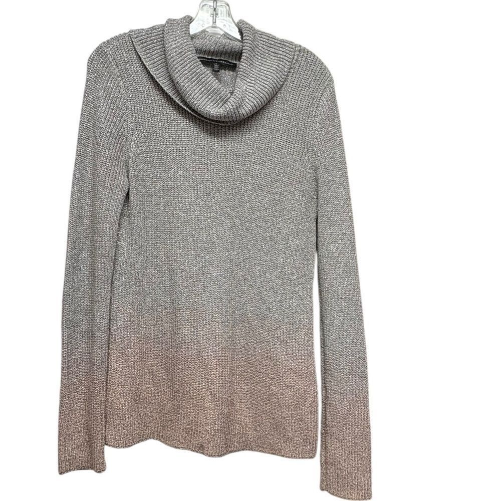 White House Black Market Ombre Cowl Neck Sweater- Metallic Lurex Thread Sz Small